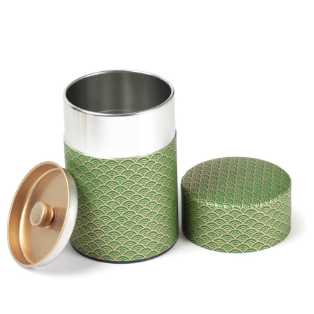 Washi Tea Tin (waves - emerald green)